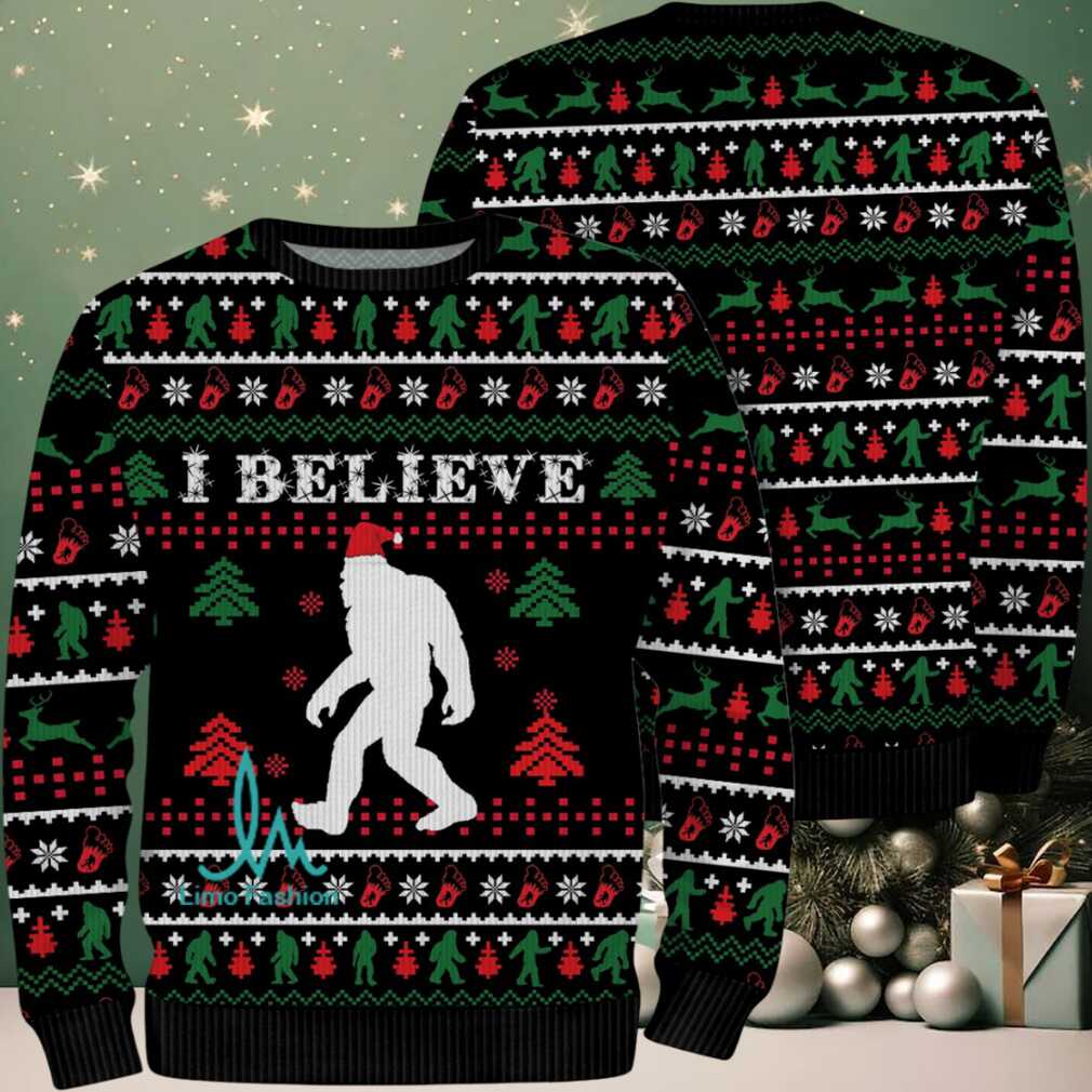 I Believe In Bigfoot Santa Christmas Funny Ugly Christmas Sweater I Believe In Bigfoot Santa Christmas Funny Ugly Christmas Sweater