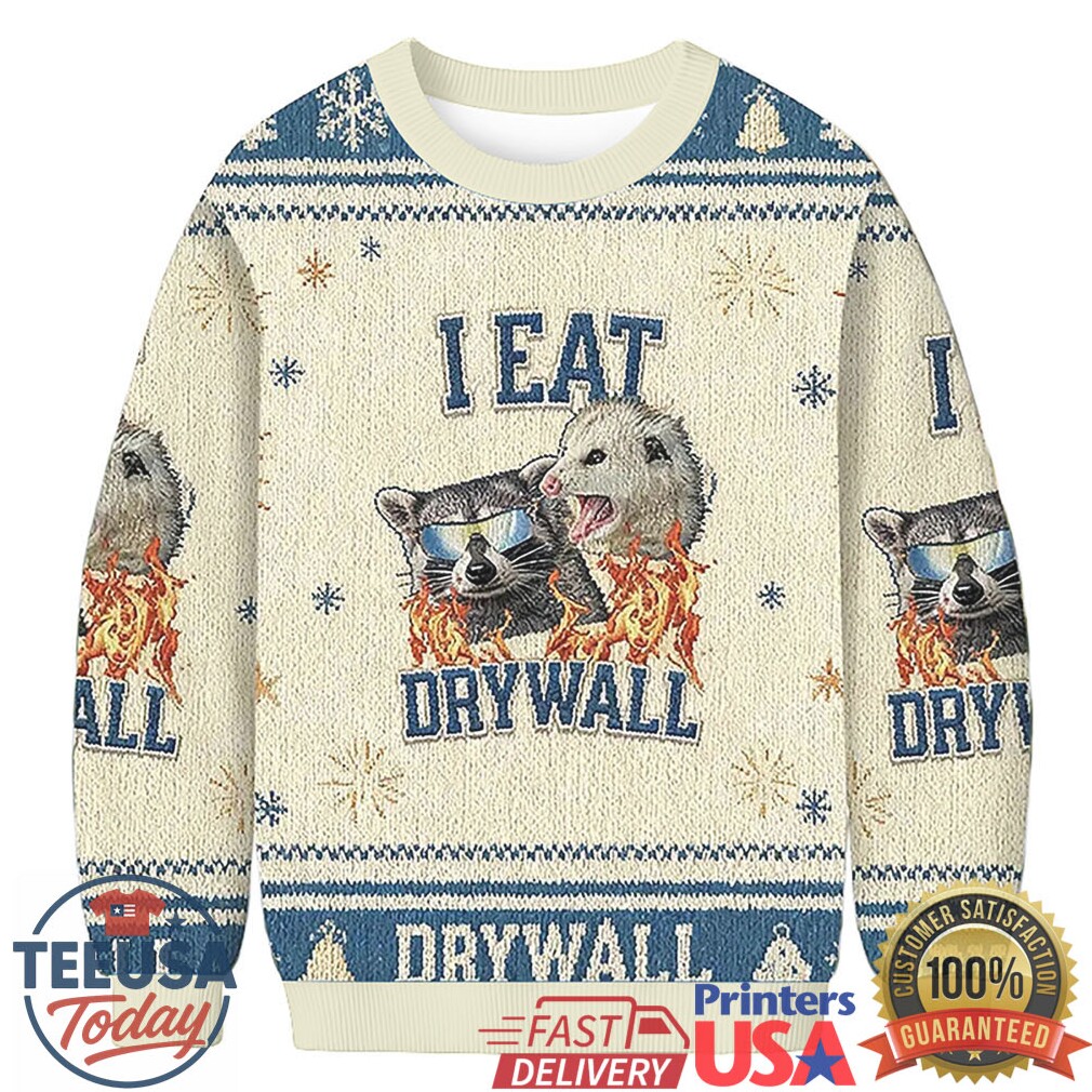 I Eat Drywall Funny Raccoon And Opossum Christmas Ugly Sweatshirt I Eat Drywall Funny Raccoon And Opossum Christmas Ugly Sweatshirt