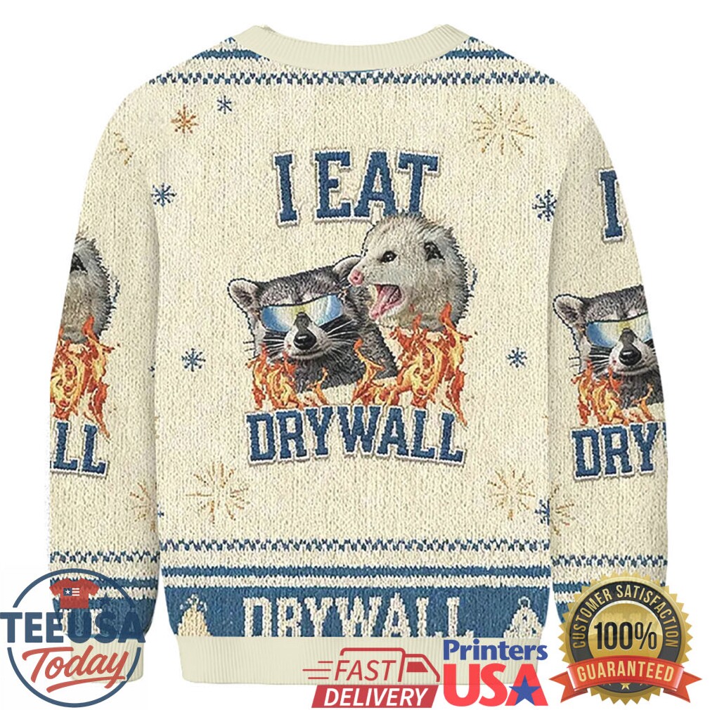 I Eat Drywall Funny Raccoon And Opossum Christmas Ugly Sweatshirt I Eat Drywall Funny Raccoon And Opossum Christmas Ugly Sweatshirt