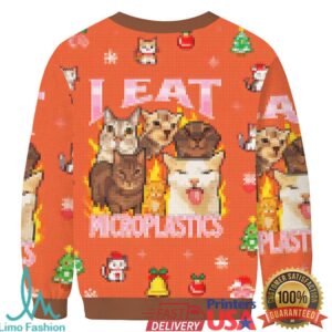 I Eat Microplastics Funny Cat Meme Christmas Ugly Sweatshirt