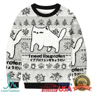 I Need Ibuprofen Cat Christmas Ugly Sweatshirt