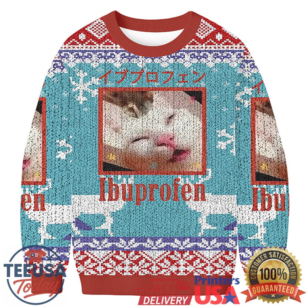 Ibuprofen Cat Fun Christmas Ugly Sweatshirt Ibuprofen Cat Fun Christmas Ugly Sweatshirt