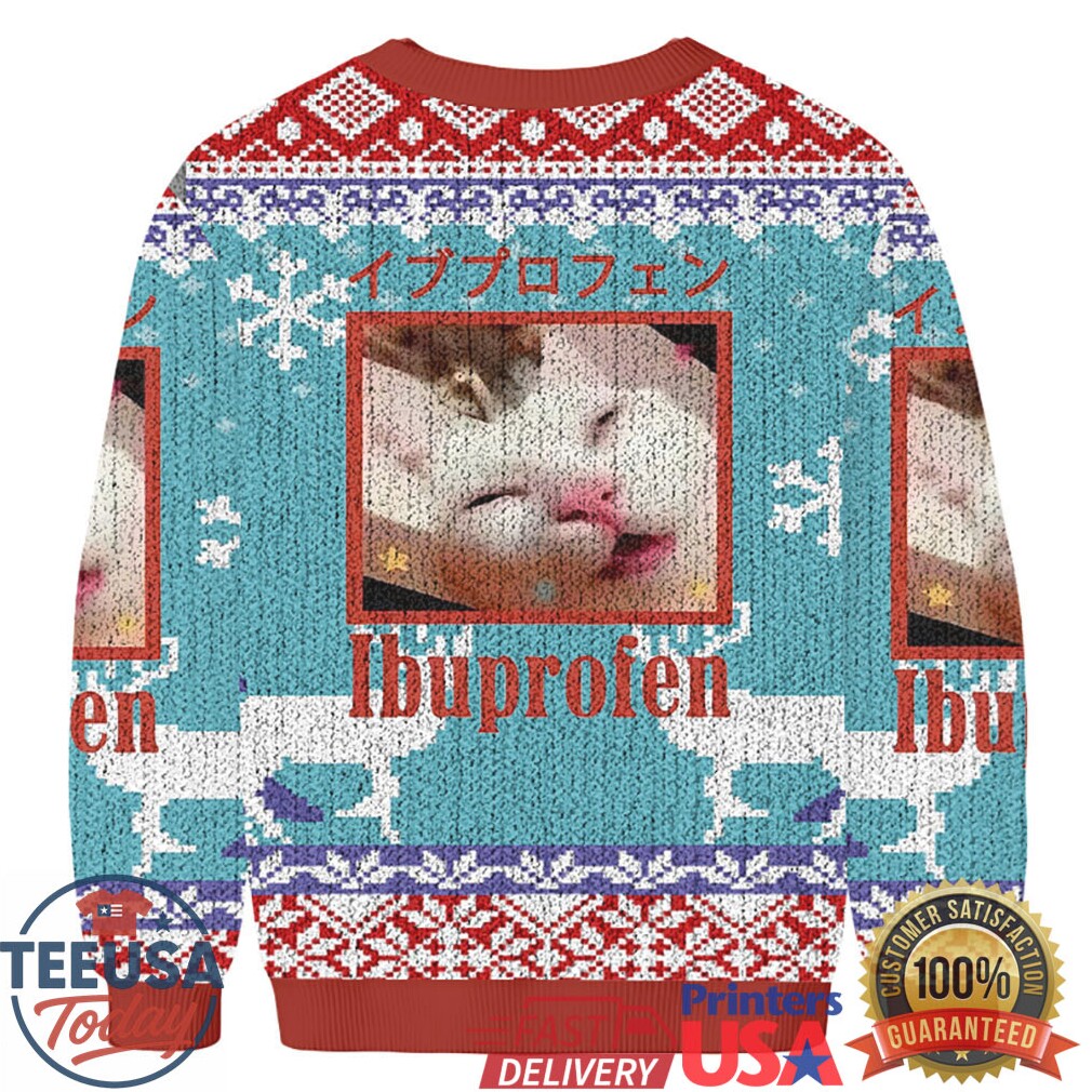 Ibuprofen Cat Fun Christmas Ugly Sweatshirt Ibuprofen Cat Fun Christmas Ugly Sweatshirt