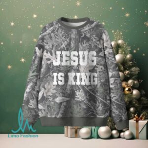 Jesus Is King Camo Furry Christian Lightweight Sweater