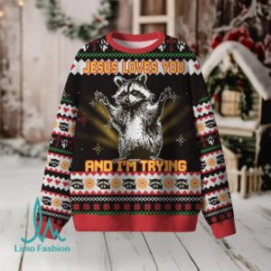 Jesus Loves You And I’m Trying Christian Lightweight Sweater