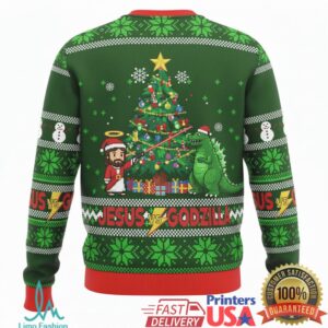 Jesus vs Godzilla Ugly Christmas Sweater Jesus vs Godzilla Ugly Christmas Sweater