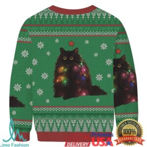 Lights Cat Japanese Green Christmas Ugly Sweatshirt