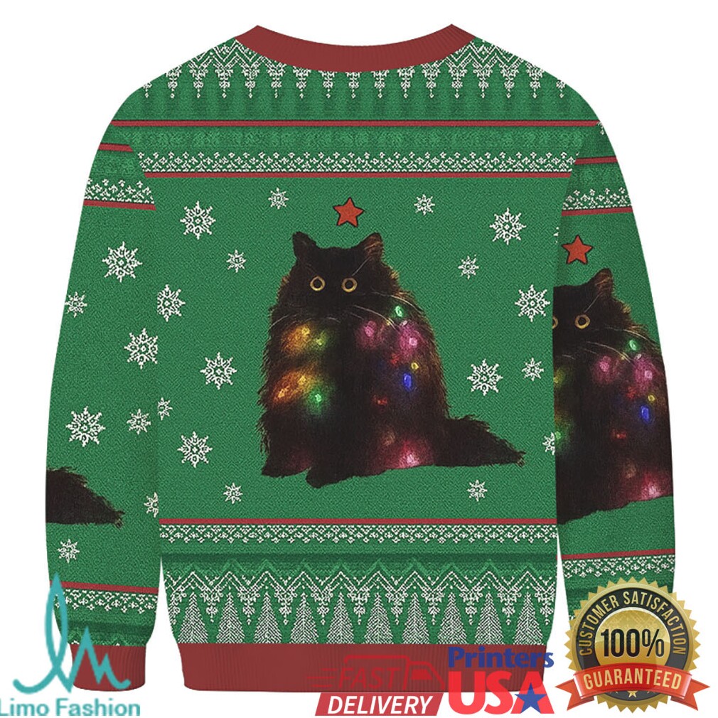 Lights Cat Japanese Green Christmas Ugly Sweatshirt Lights Cat Japanese Green Christmas Ugly Sweatshirt