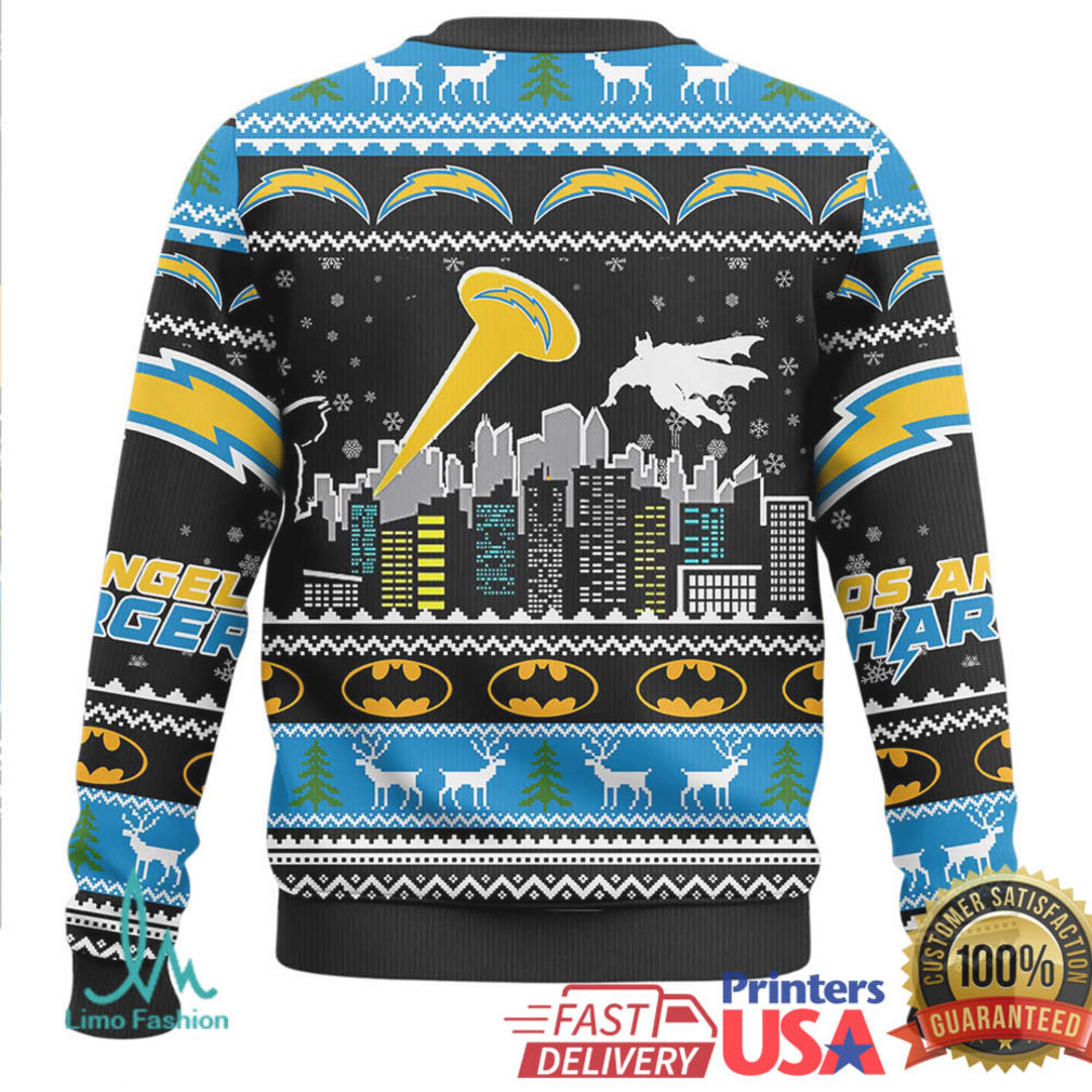 Los Angeles Chargers x Batman I Am Vengeance Ugly Christmas Sweater Los Angeles Chargers x Batman I Am Vengeance Ugly Christmas Sweater