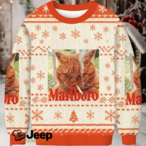 Marlboro Smoking Cat Christmas Ugly Sweatshirt