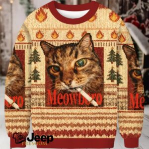 Meowlboro Smoking Cat Funny Christmas Ugly Sweatshirt