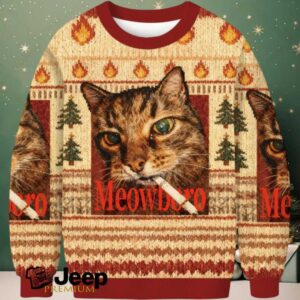 Meowlboro Smoking Cat Funny Christmas Ugly Sweatshirt