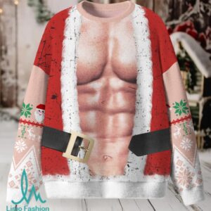 Muscle Santa Christmas Knit Sweatshirt