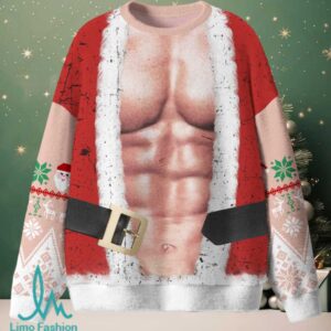 Muscle Santa Christmas Knit Sweatshirt