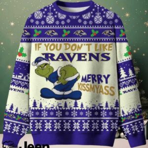 NFL Baltimore Ravens If You Don't Like Ravens Merry Kissmyass Ugly Sweater.jfif