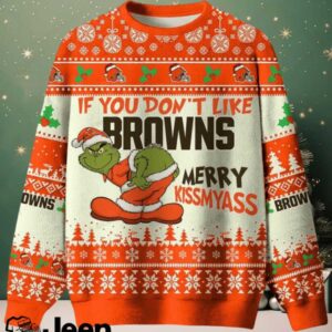 NFL Cleveland Browns If You Don't Like Browns Merry Kissmyass Ugly Sweater.jfif