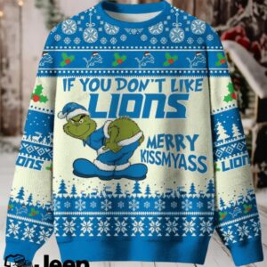 NFL Detroit Lions If You Don't Like Lions Merry Kissmyass Ugly Sweater.jfif