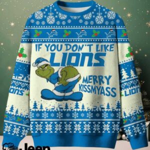 NFL Detroit Lions If You Don't Like Lions Merry Kissmyass Ugly Sweater.jfif