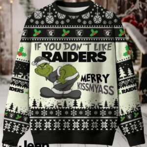 NFL Las Vegas Raiders If You Don't Like Raiders Merry Kissmyass Ugly Sweater.jfif