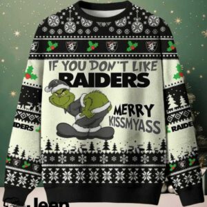 NFL Las Vegas Raiders If You Don't Like Raiders Merry Kissmyass Ugly Sweater.jfif