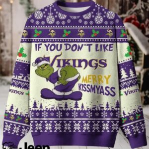 NFL Minnesota Vikings If You Don't Like Vikings Merry Kissmyass Ugly Sweater.jfif
