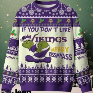 NFL Minnesota Vikings If You Don't Like Vikings Merry Kissmyass Ugly Sweater.jfif