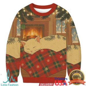 Napping Cat Christmas Ugly Sweatshirt