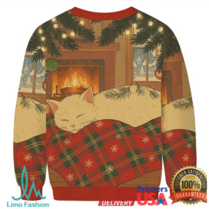 Napping Cat Christmas Ugly Sweatshirt