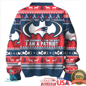 New England Patriots Batman I Am A Patriot Christmas Ugly Sweater
