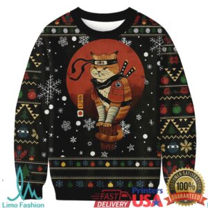 Ninja Cat Christmas Ugly Sweatshirts
