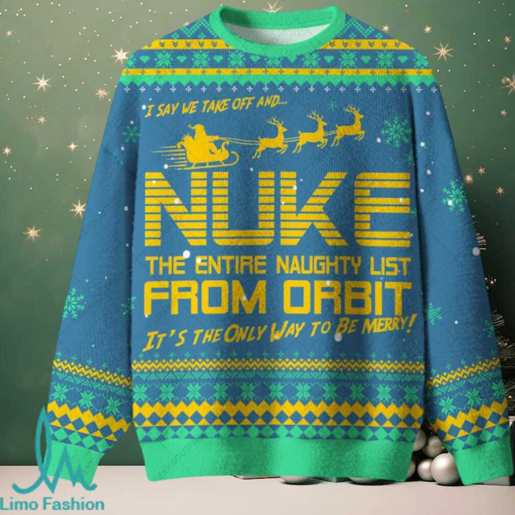 Nuke the Naughty List Ugly Christmas Fuzzy Fleece Sweatshirt Nuke the Naughty List Ugly Christmas Fuzzy Fleece Sweatshirt