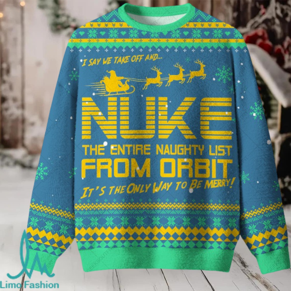 Nuke the Naughty List Ugly Christmas Fuzzy Fleece Sweatshirt Nuke the Naughty List Ugly Christmas Fuzzy Fleece Sweatshirt