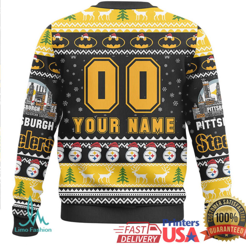 Official Pittsburgh Steelers I Am A Steeler Batman Ugly Christmas Sweater graphic