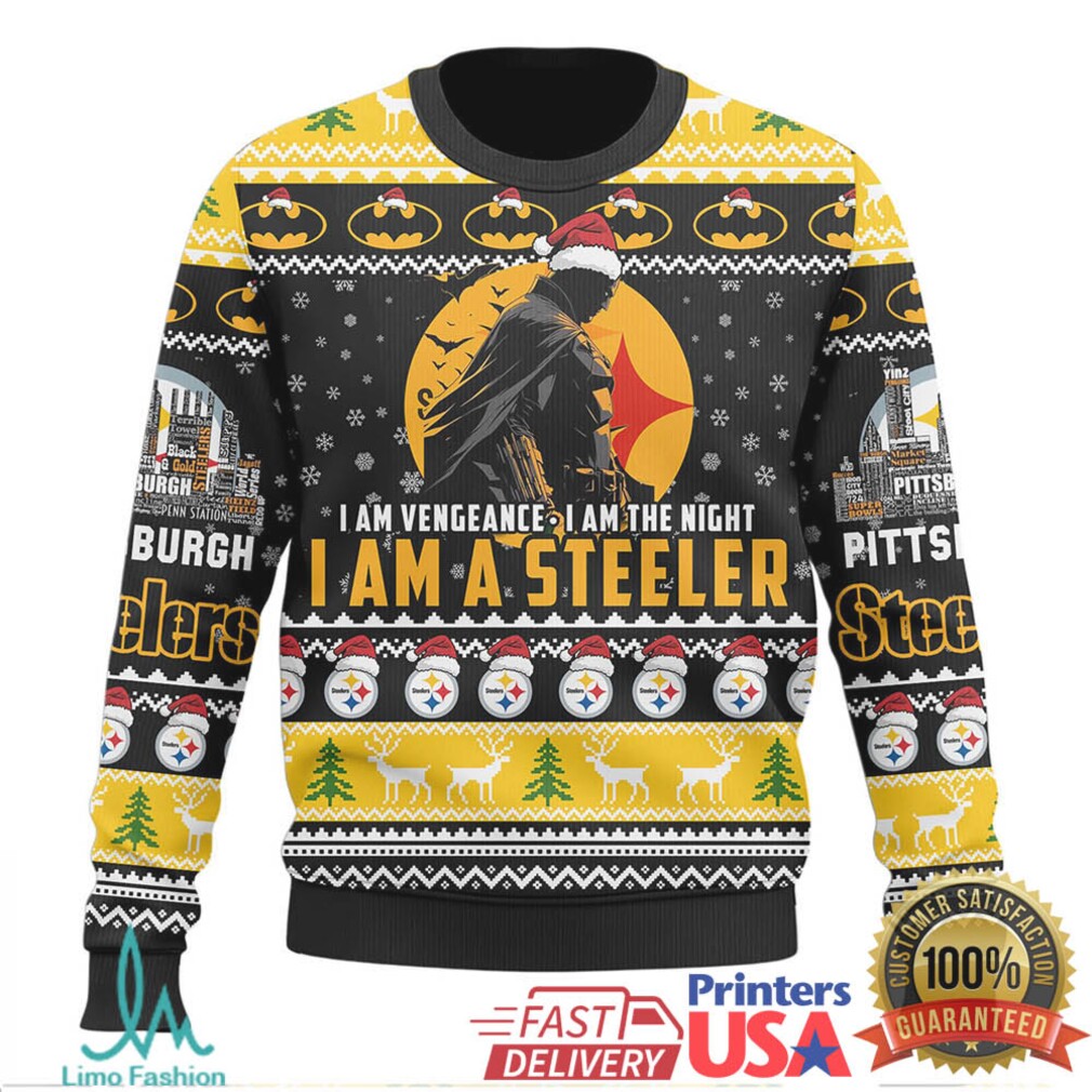Official Pittsburgh Steelers I Am A Steeler Batman Ugly Christmas Sweater Official Pittsburgh Steelers I Am A Steeler Batman Ugly Christmas Sweater