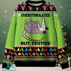 Overstimulated But Festive Christmas Knit Sweatshirt