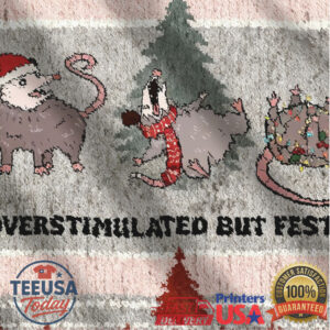 Overstimulated But Festive Possum Christmas Ugly Sweatshirt