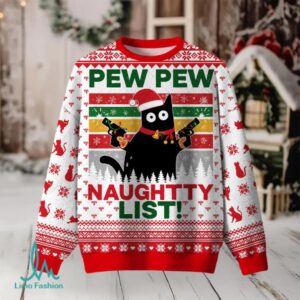 Pew Pew Naughty List Ugly Christmas Fuzzy Fleece Sweatshirt