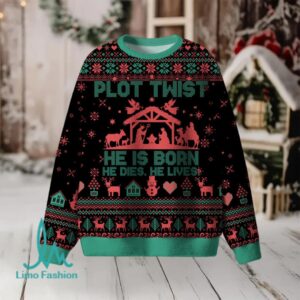 Plot Twist He Is Born Christian Lightweight Sweater