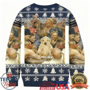 Puppy In The Middle Of A Medieval Group Scene Christmas Ugly Sweatshirt