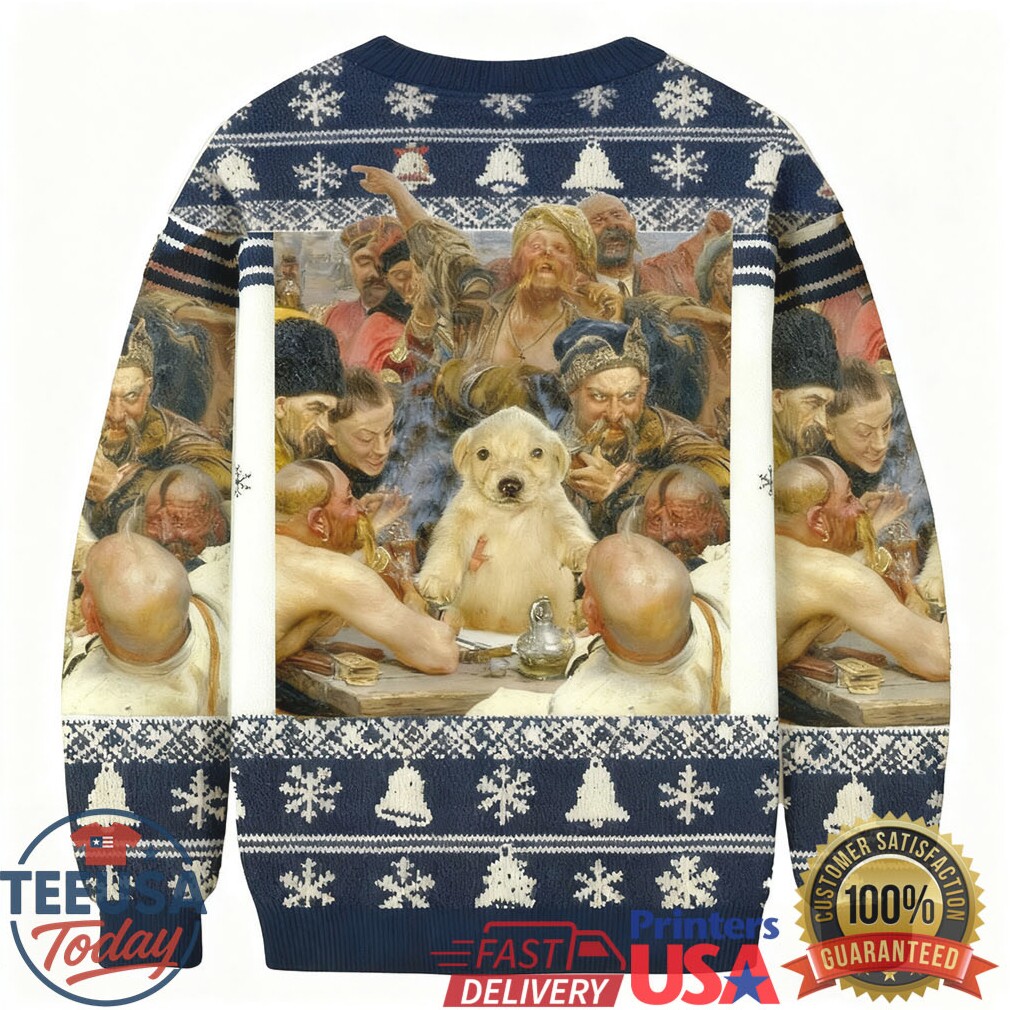 Puppy In The Middle Of A Medieval Group Scene Christmas Ugly Sweatshirt Puppy In The Middle Of A Medieval Group Scene Christmas Ugly Sweatshirt
