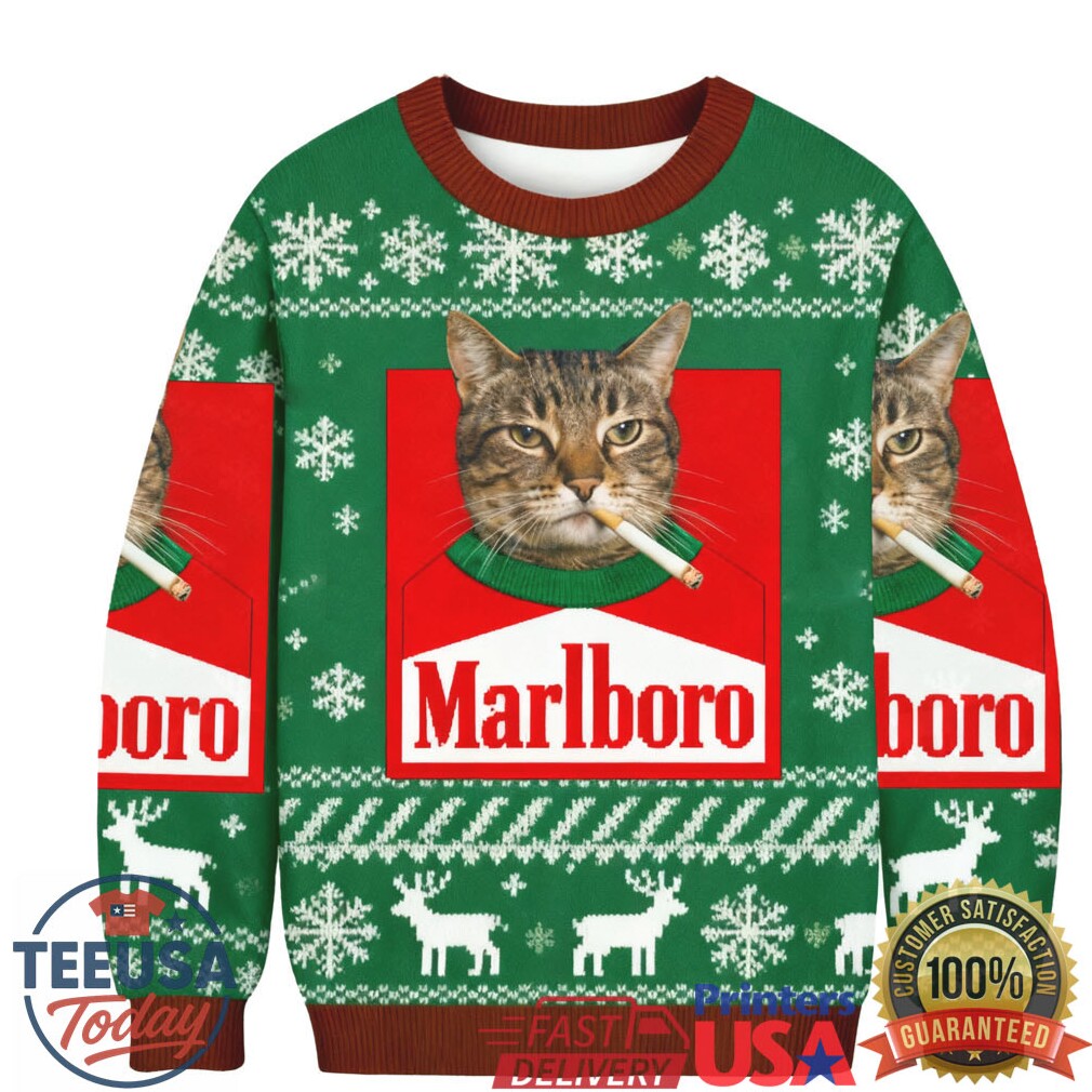 Funny Smoking Cat Christmas Ugly Sweatshirt Funny Smoking Cat Christmas Ugly Sweatshirt
