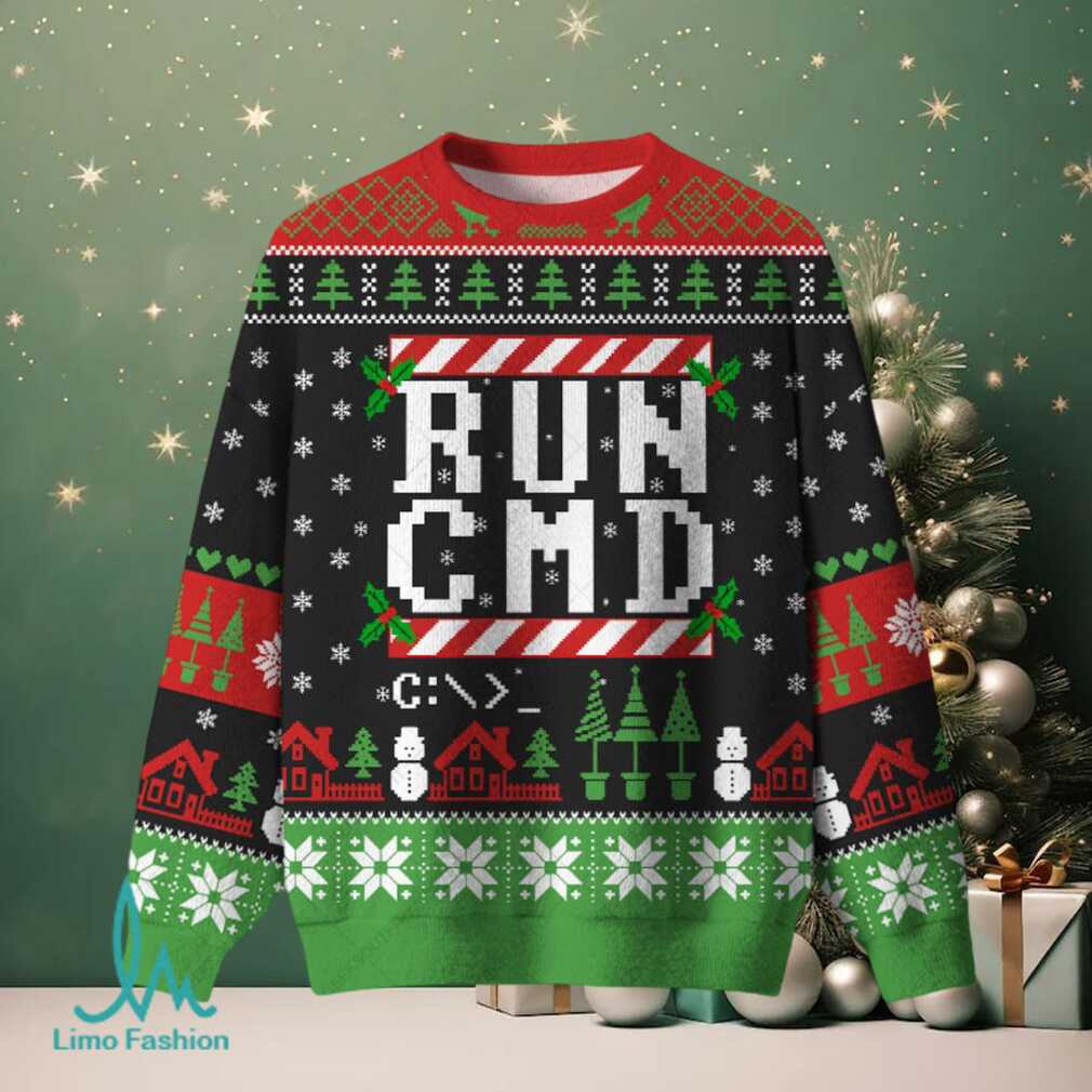 RUN CMD Ugly Christmas Fuzzy Fleece Sweatshirt RUN CMD Ugly Christmas Fuzzy Fleece Sweatshirt