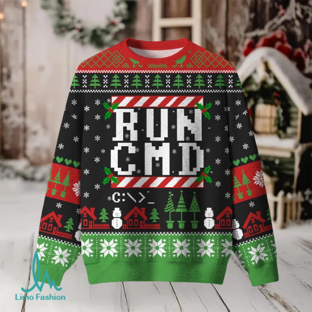 RUN CMD Ugly Christmas Fuzzy Fleece Sweatshirt RUN CMD Ugly Christmas Fuzzy Fleece Sweatshirt