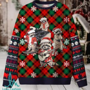 Raccoon Concert Christmas Knit Sweatshirt