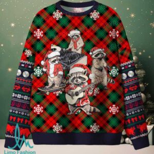 Raccoon Concert Christmas Knit Sweatshirt