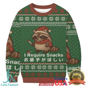 Raccoons Need Snacks Funny Christmas Ugly Sweatshirt