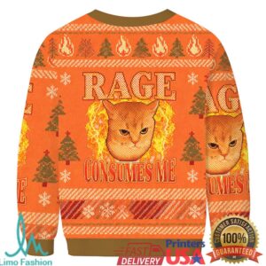 Rage Consumes Me Edgy Funny Cat Meme Christmas Ugly Sweatshirt