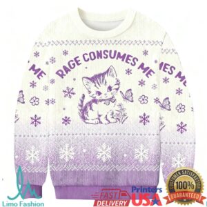 Rage Consumes Me Meo Meo Christmas Ugly Sweatshirt