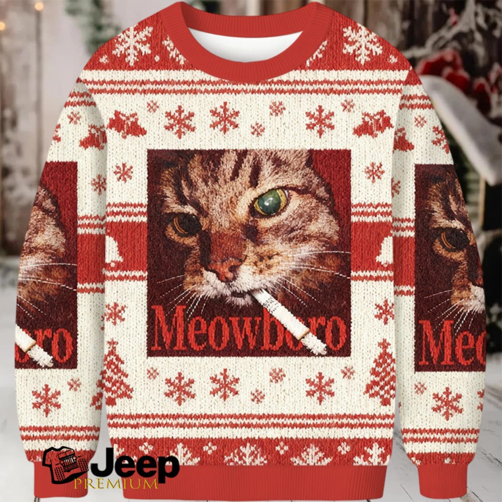 Red Meowlboro Smoking Cat Christmas Ugly Sweatshirt Red Meowlboro Smoking Cat Christmas Ugly Sweatshirt