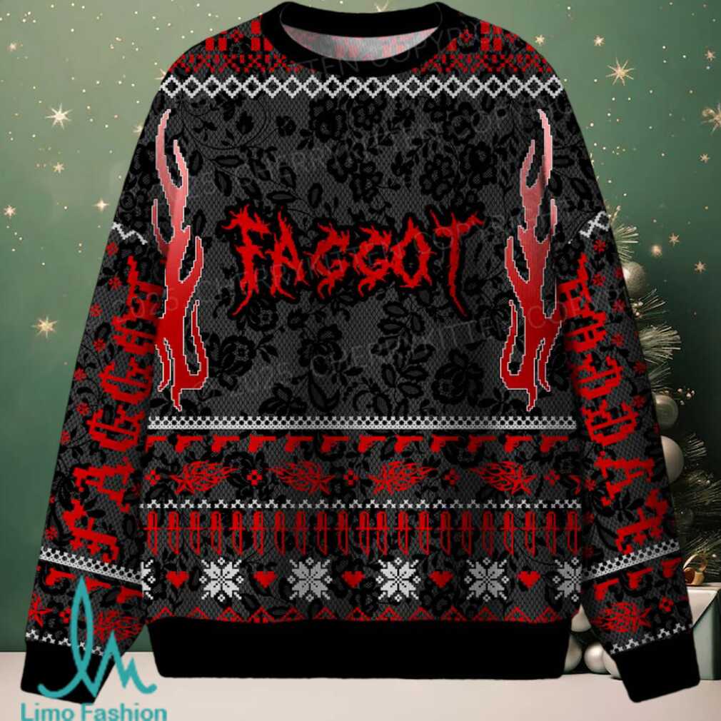 Red Punk Faggot Pride Christmas Knit Sweatshirt Red Punk Faggot Pride Christmas Knit Sweatshirt